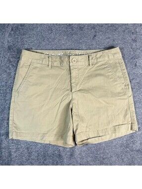 Eddie Bauer Legendwash Khaki Shorts Size 8 Women's Beige Chino 4.5" Inseam